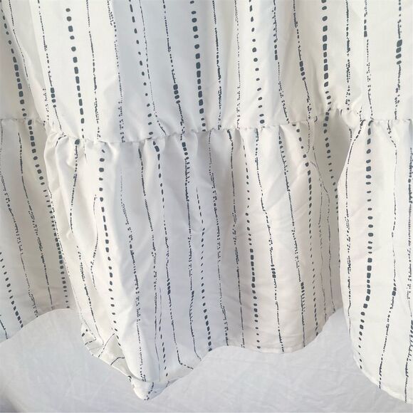 Women's Striped Midi Dress Embroidered Ruffle Trim Tiered Multicolor 2XL - Picture 8 of 12